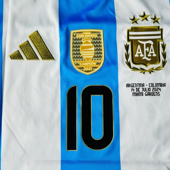 Adidas 2024 Copa America FINALS Argentina Lionel Messi #10 Home Jersey All Patch - Picture 8 of 9